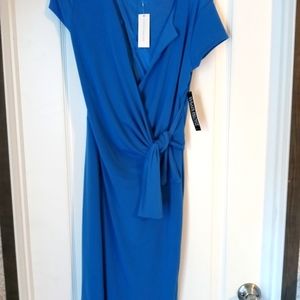 New York Company short sleeve wrap dress size S blue